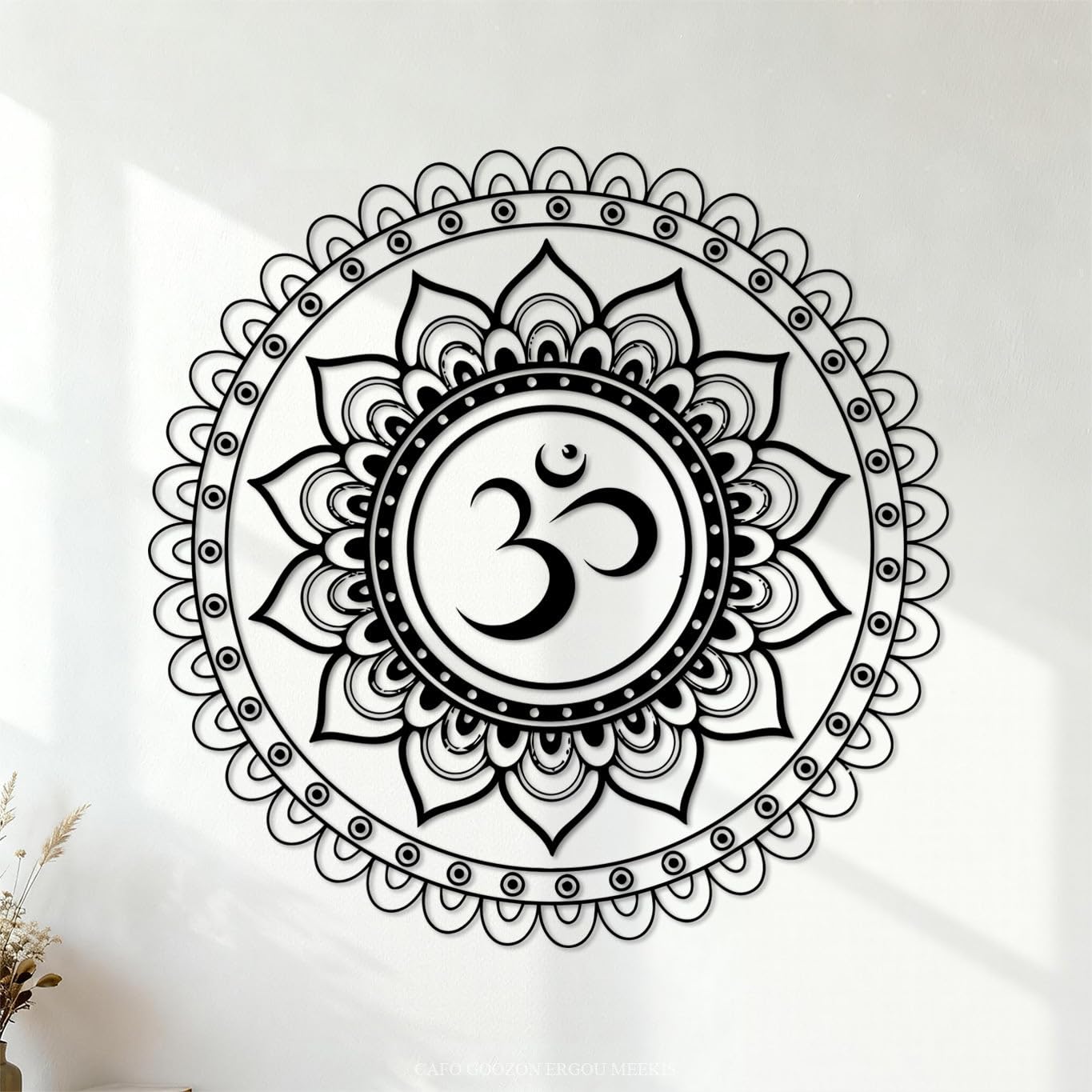 Vinyl Wall Decals Mandala Lotus Om Hindu Hinduism 54.6x54.6cm It Won't Fall Off Black