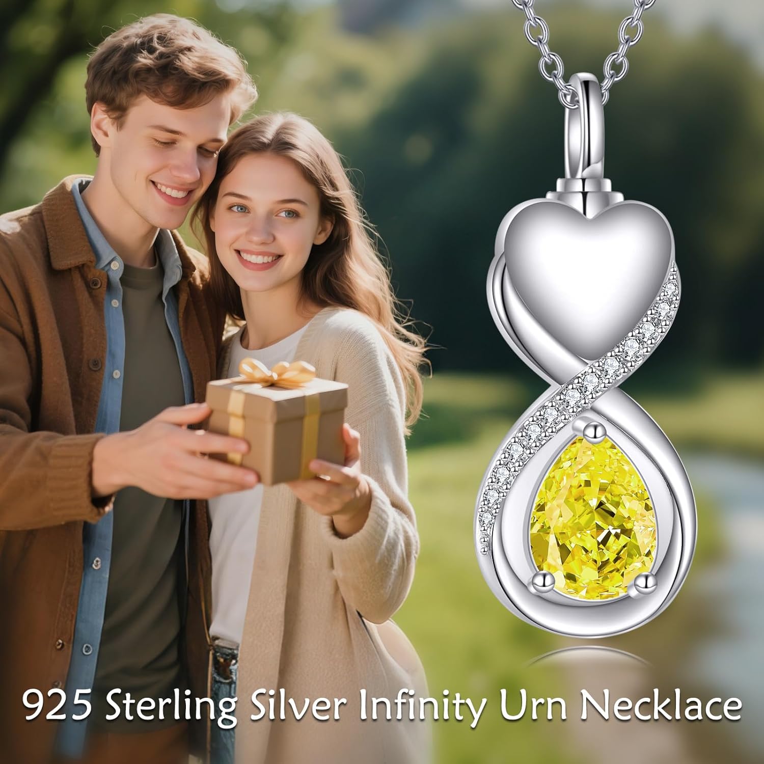 Teardrop Urn Necklace for Ashes, S925 Sterling Silver Infinity Heart Urn Necklace Teardrop Birthstone Cremation Jewelry Memorial Keepsake Gifts for Women Sister Friend - Image 2