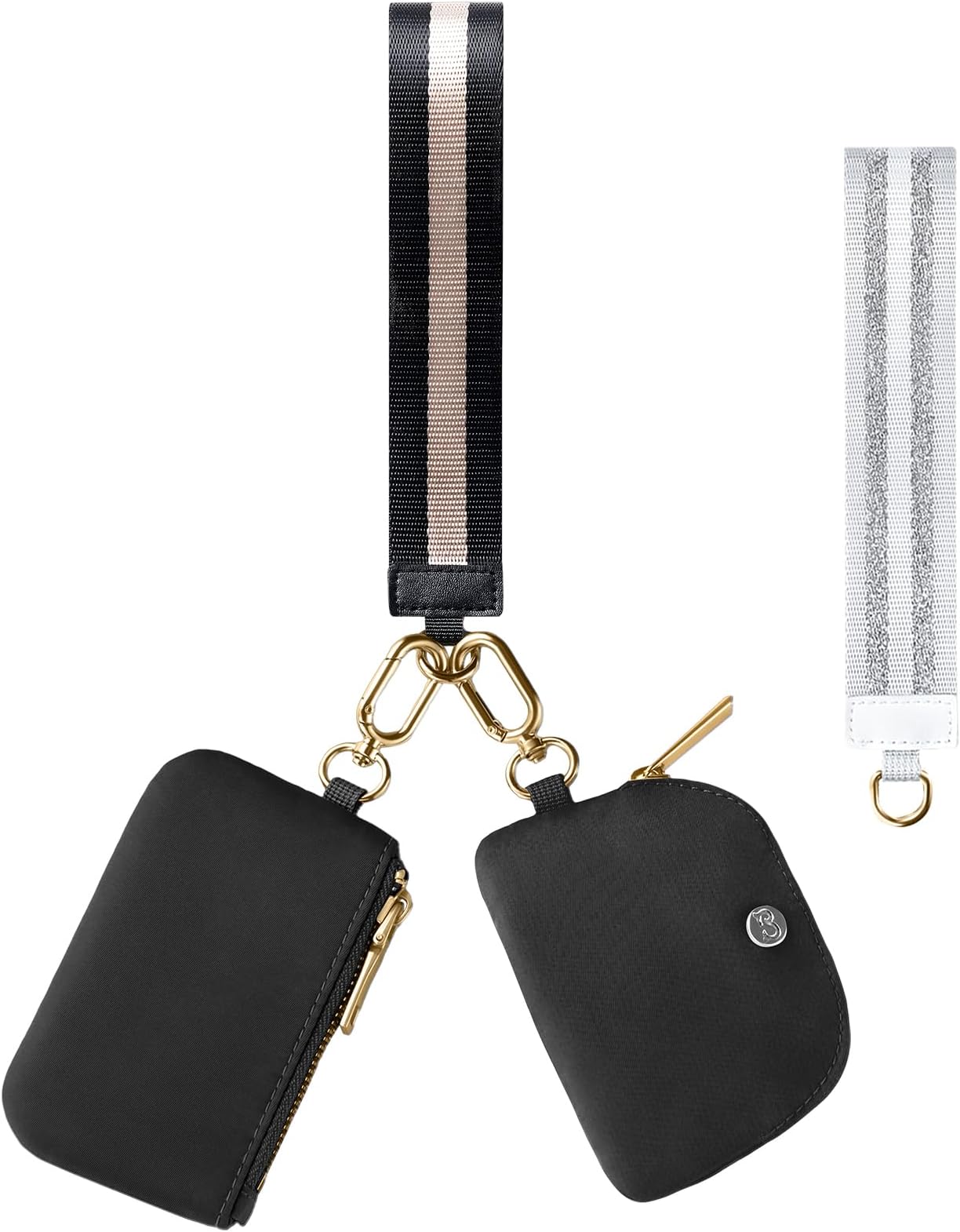 BabysunMini Zip Around Dual Pouch Wristlet With 2 Straps Wristlet Keychain Wallet for Women Coin Purse Small Cute for Teen Girl