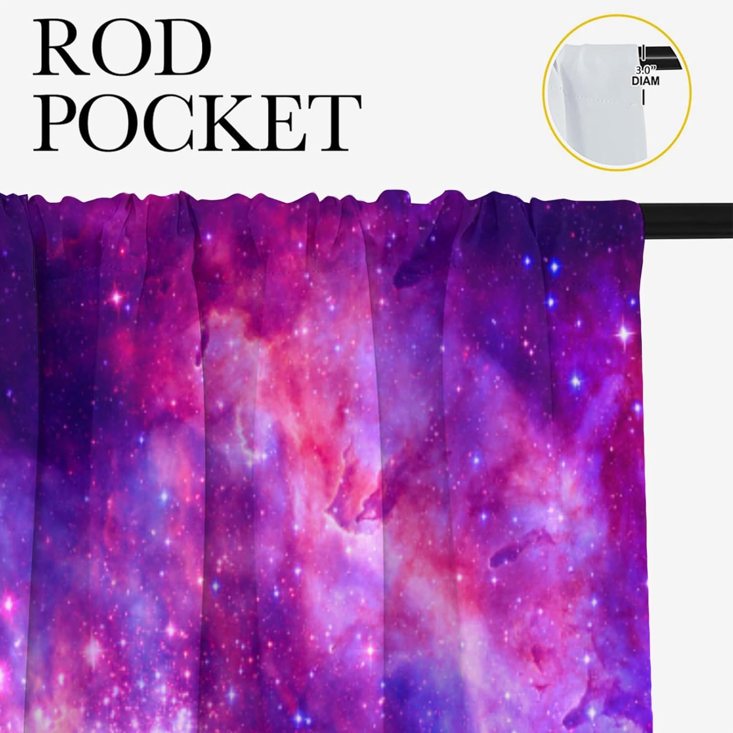 Starry Sky Night Curtains, Purple Universe Galaxy Nebula Ocean Blackout Rod Pocket Curtain for Home Decor Thermal Insulated Drapes Set Darkening Window Curtain for Bedroom Livingroom, 42x63 Inch