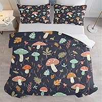 Vista 61 de SOULZZZ Juego de ropa de cama retro hippie tamaño matrimonial, edredón floral de hongos margaritas para niñas y mujeres, edredón negro con 2 fundas