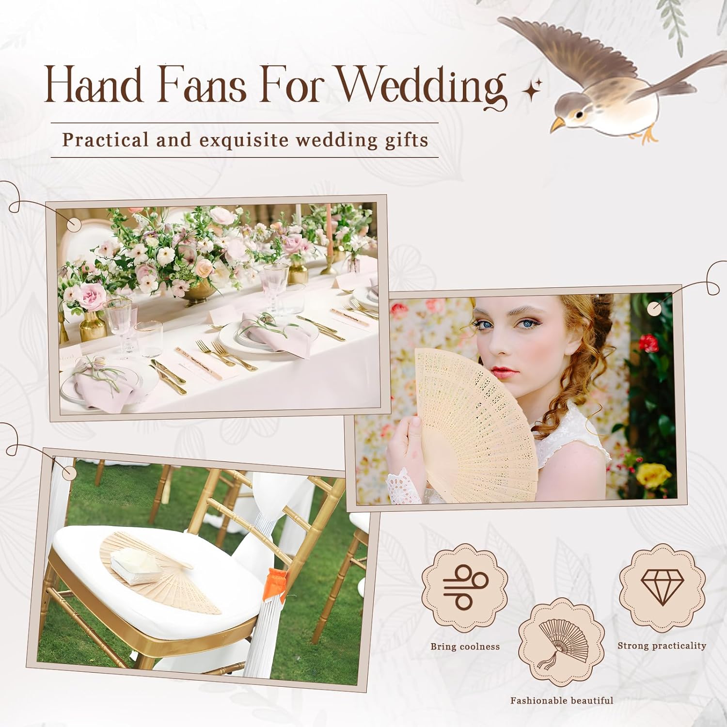 Syntix Personalized Wedding Fans, Custom Engraved Text Hand Fans for Wedding Guests, Wooden Folding Fans, Bulk Party Favor Bridal Shower Gifts (30)