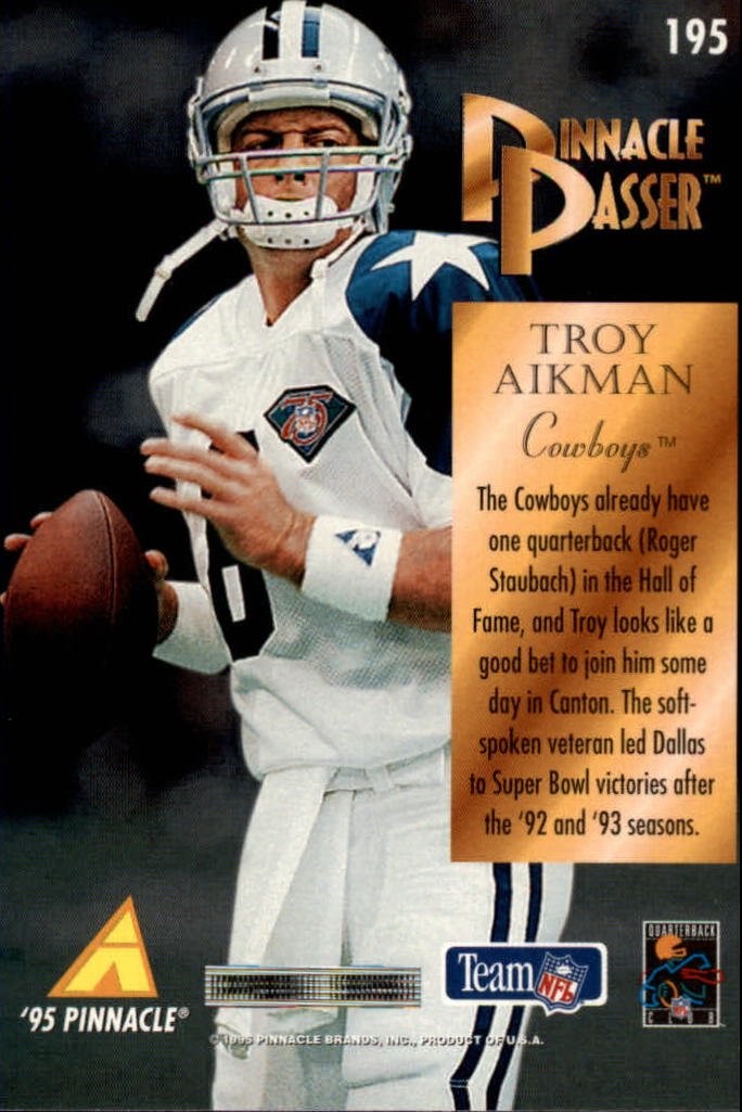 Amazon.com: 1995 Pinnacle Football Card #195 Troy Aikman