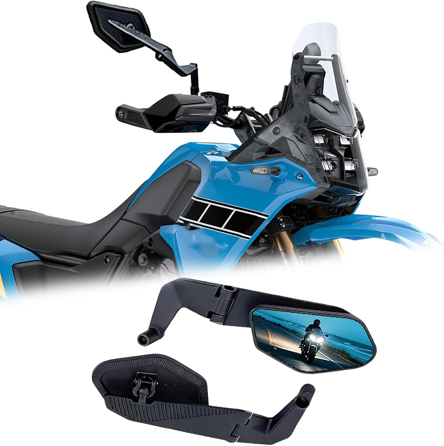 Motorcycle Mirrors for TENERE 700/rally/XTZ700/XTZ690/RALLY 2025 2026-2019 Adjustable field of view,Foldable Sport Bike Rear View Mirror