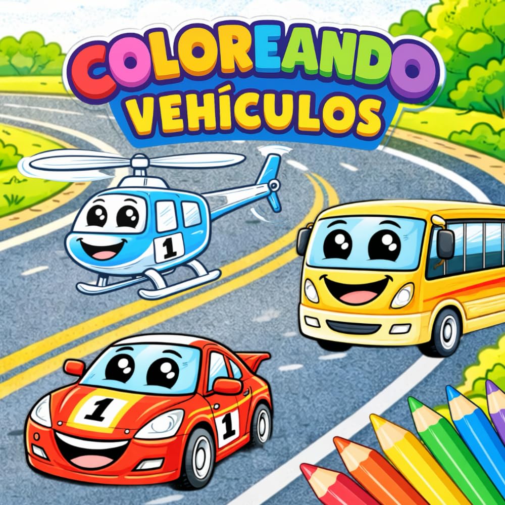 Coloreando vehículos: Libro infantil para colorear con coches, camiones y más | 30 imágenes divertidas para niños y niñas a partir de 3 años