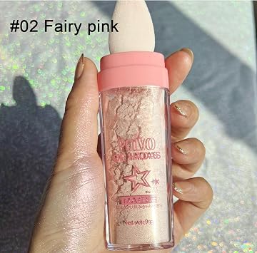 Highlighter Makeup Stick - 3-in-1 Body Shimmer & Blush with Fairy Glitter Powder, Smooth Waterproof 3D Glow for Face, Eyes & Collarbones (#pink, 9g)
