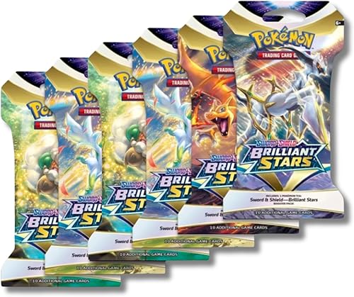 Miniatura 1 de Pokemon Sword & Shield Brilliant Stars  6 paquetes de refuerzo con mangas