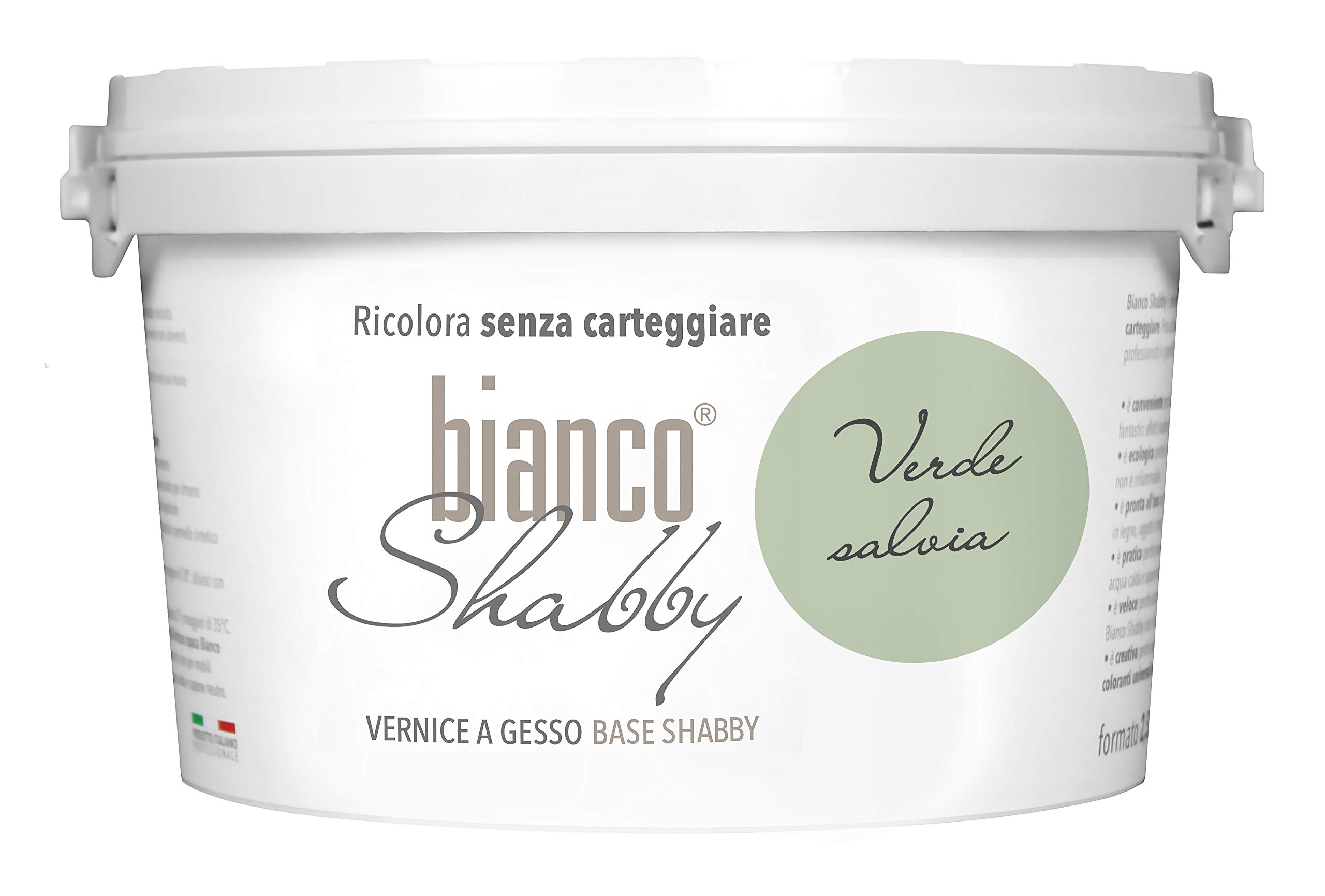 Bianco Shabby Green Bianco Shabby® Verde Salvia (Sage ) Water-Based Chalk Paint For All Surfaces – Extra Matt Finish (2.5 Litres)