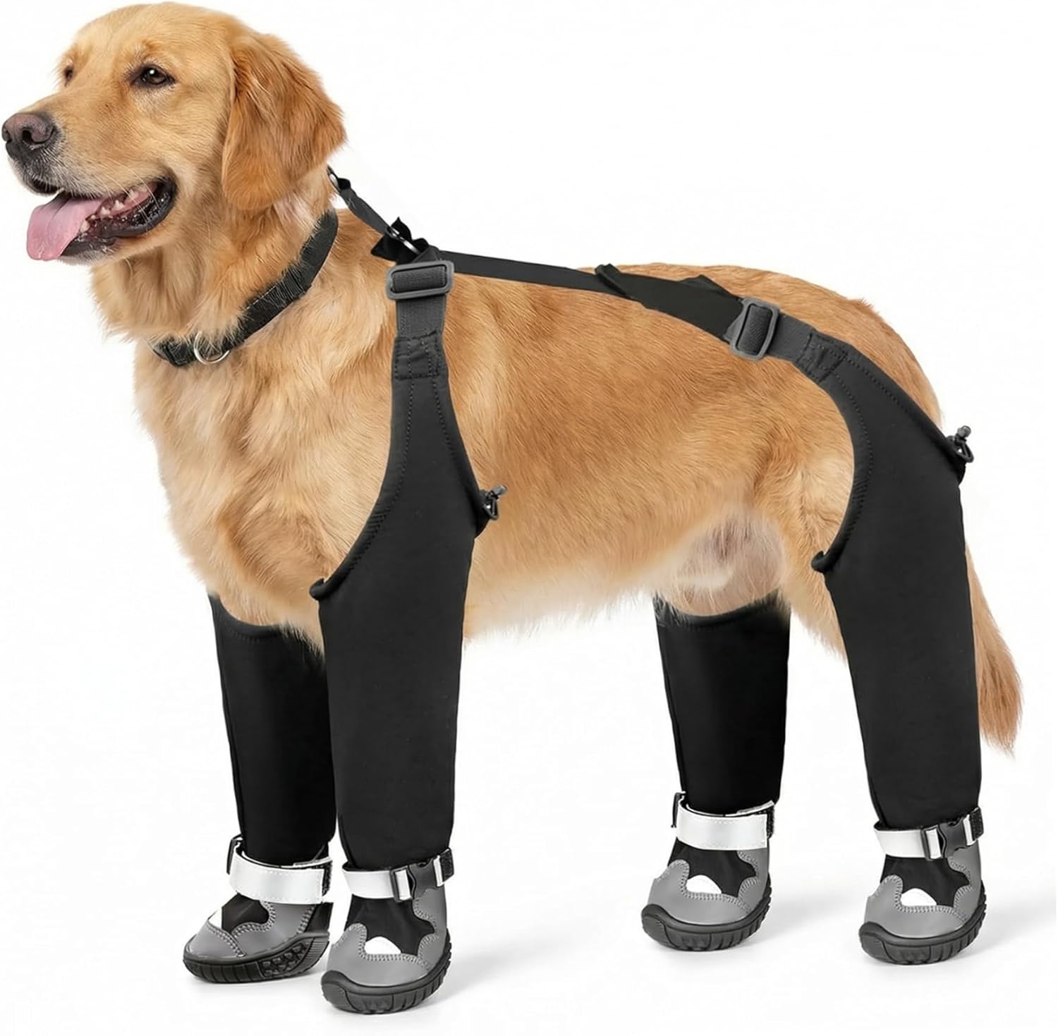 Dog Boots with Suspenders, Waterproof Anti Dirt Dog Suspender Boots, Anti-Slip Adjustable Pants for Outdoor Walking & Paw Protectors, XL Suspender for Dogs
