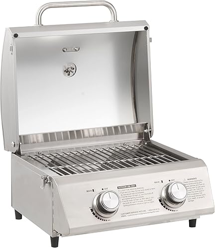 Miniatura 5 de Monument Grills Parrilla de gas propano de mesa para acampar portátil al aire libre Cocina con adaptador de tanque de 1 libra (2 artículos)