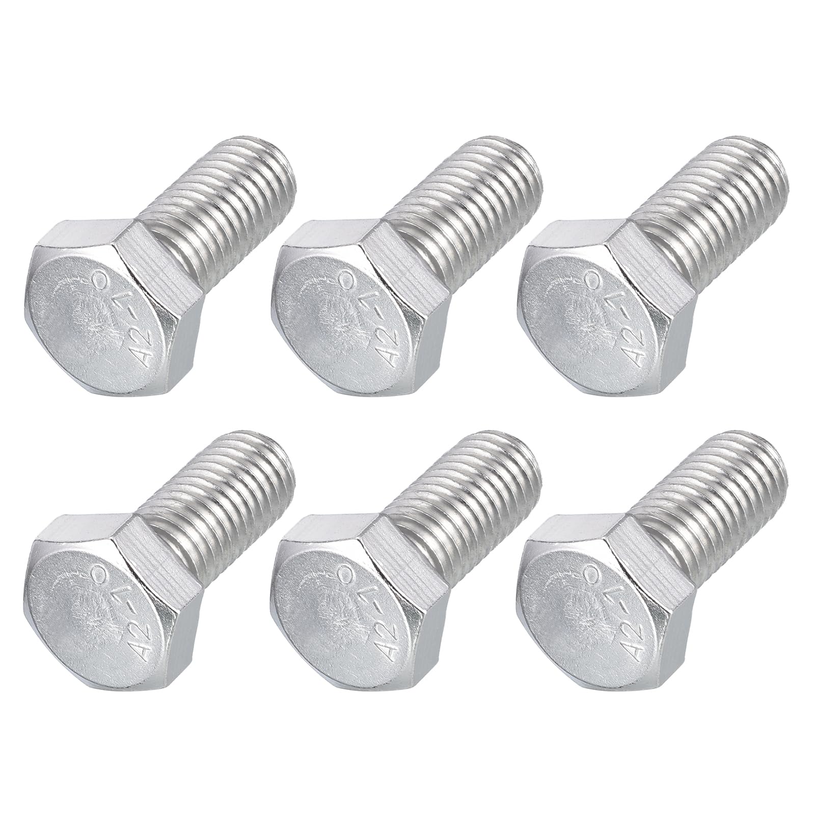 METALLIXITY Hex Bolts (M12-1.75x25mm) 6Pcs, 304 Stainless Steel Coarse Fully Threaded Hex Head Screw Bolt Machine Screws