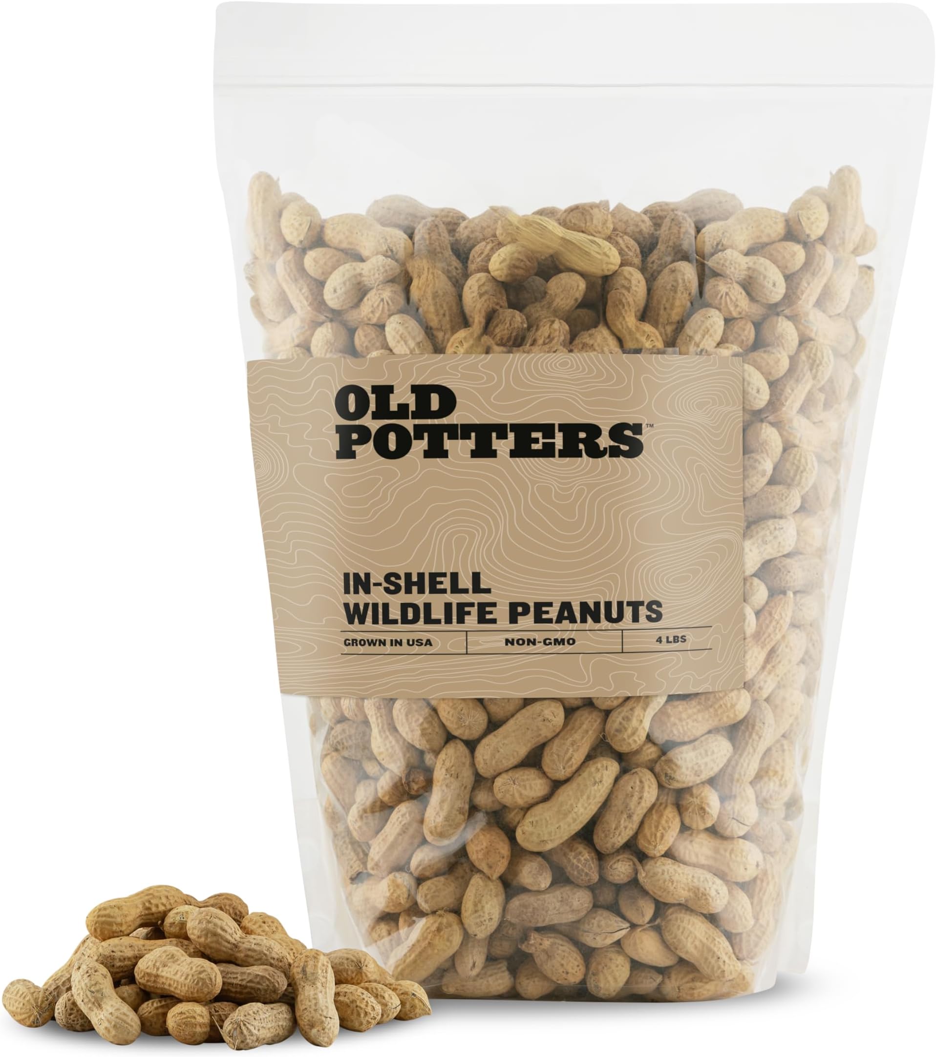 Old Potters Wildlife in-Shell Peanuts for Birds, Squirrels, and Wildlife. USA Grown Non-GMO Raw in-Shell Peanuts (in-Shell, 4 lbs)