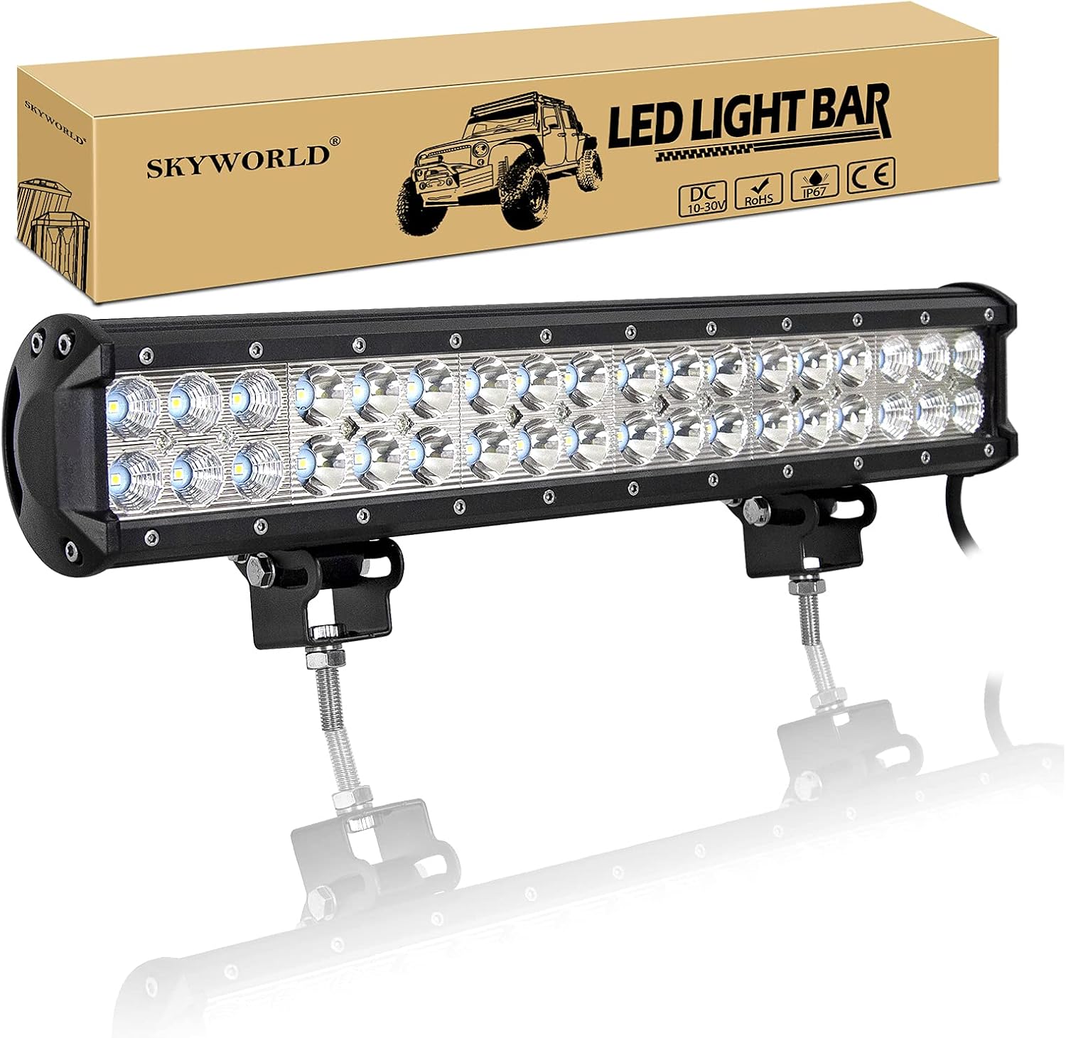 SKYWORLD 17 Inch 43 cm 108 W LED Work Light Bar LED Bar Offroad Auxiliary Headlight 12 V 24 V Car LED Work Light Bar Waterproof for SUV UTV ATV Car Tractor Truck 4x4 Lightbar