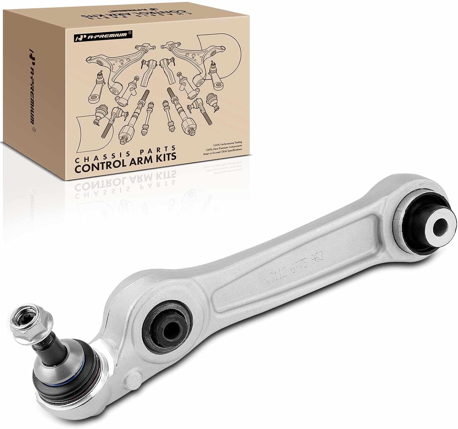 A-Premium Front Left Rearward Lower Control Arm, with Ball Joint & Bushing, Compatible with BMW - 2010-2017 - 535i GT, 550i GT, 740i, 750i, 740Li, 750Li, 760Li, ActiveHybrid 7, Alpina B7L (xDrive)