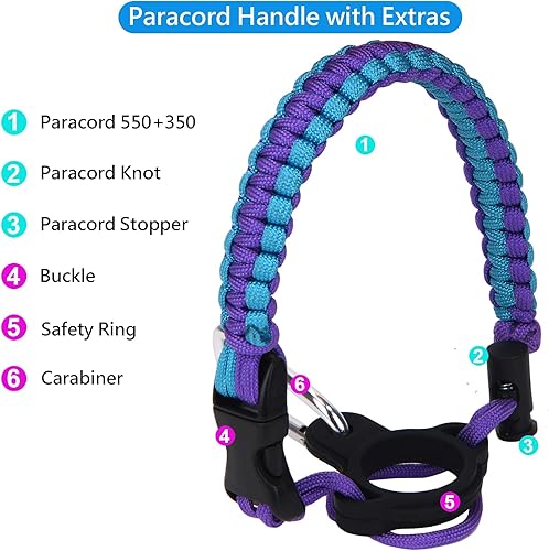 Miniatura 2 de Wongeto Mango compatible con botella de agua de boca estándar Hydro Flask  Mango de paracaídas con soporte de anillo de seguridad para botellas de