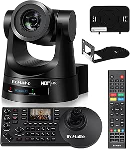 FoMaKo NDI PTZ Camera Bundle AI Auto-Tracking Gen 3 (NDI 6 & NDI HX3 Certified), 20X Optical Zoom PoE HDMI PTZ Camera for Church Worship, NDI PTZ Controller, (NDI PTZ Bundle KN20A +KC608) BN201 asin的图片