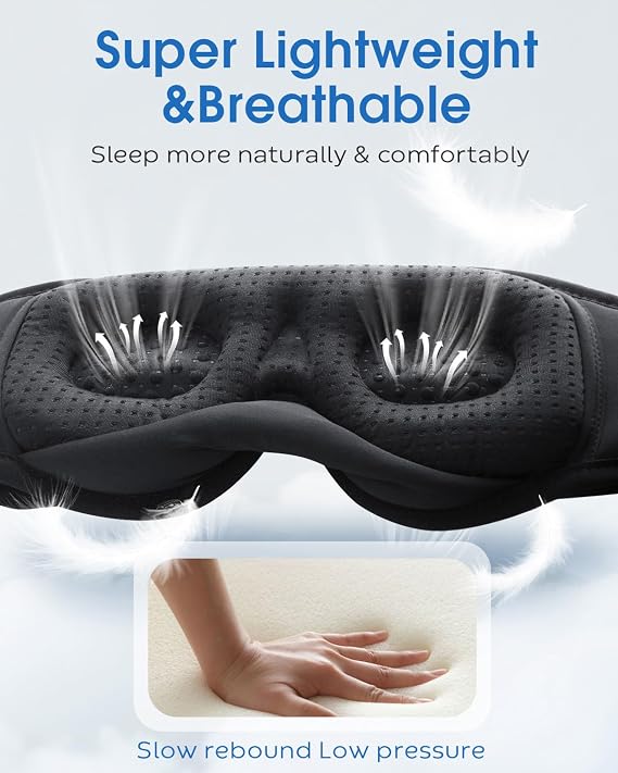MUSICOZY Sleep Mask Headphones 100% Blackout 3D Sleep Headphones