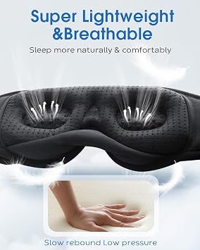 MUSICOZY Sleep Mask Headphones 100% Blackout 3D Sleep Headphones