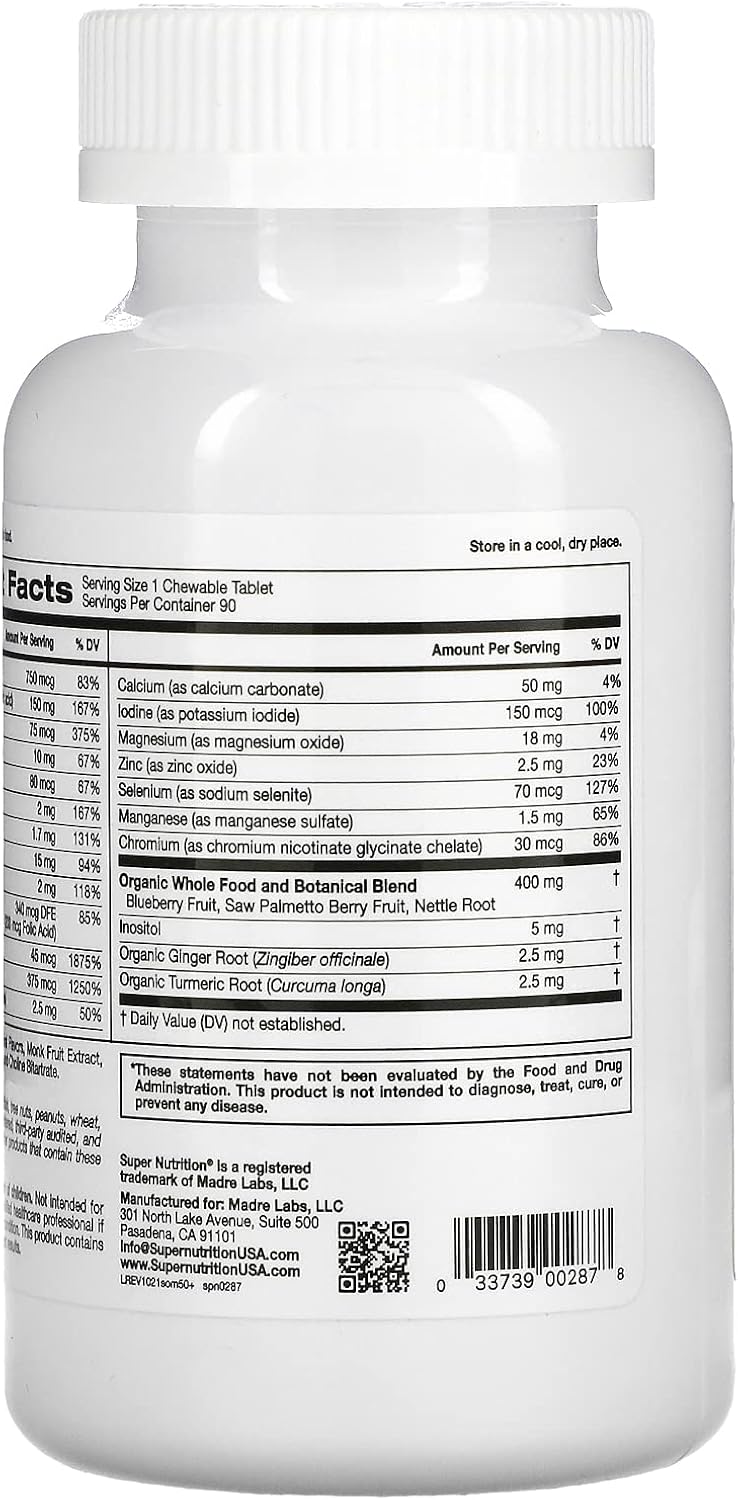SuperNutrition Multi-Vitamin for Men 50+, High-Potency, One/Day Chewable Tablets, 90 Day Supply Wild Berry 90 Count (Pack of 1)