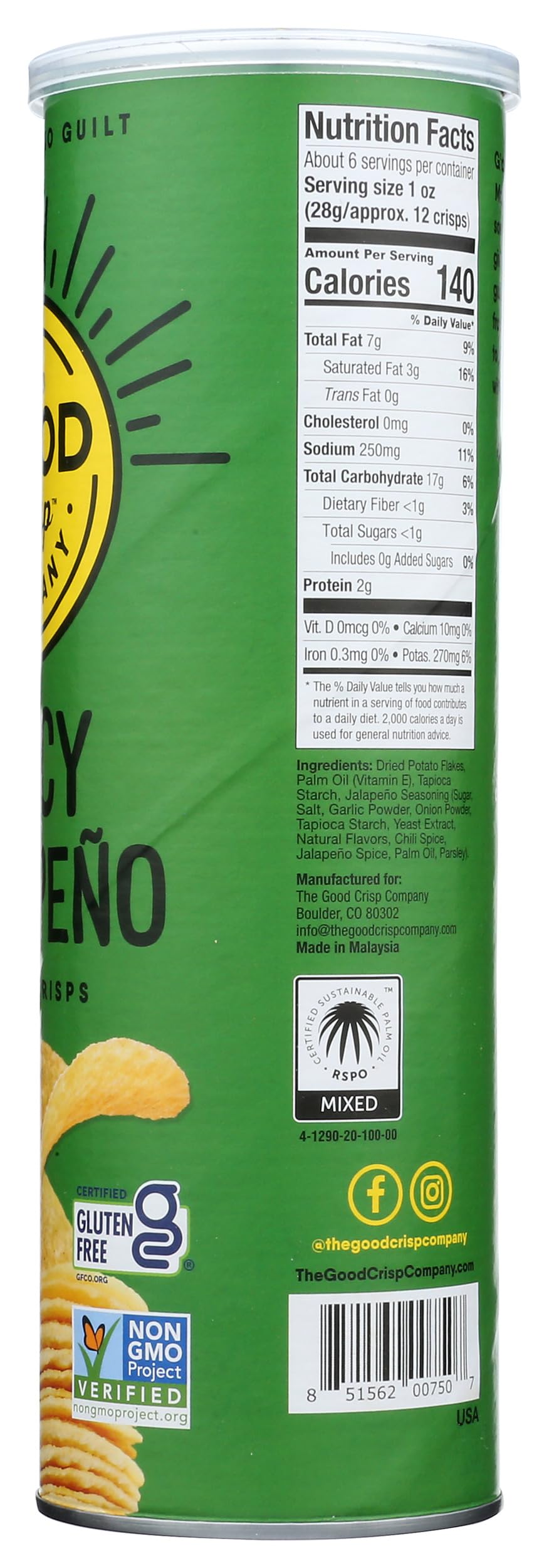 The Good Crisp Company, Potato Crisps Spicy Jalapeno, 5.6 Ounce thumbnail 5