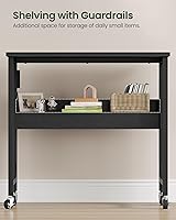 Vista 8 de Escritorio plegable moderno para computadora de 31.5 pulgadas con tomas de corriente, ruedas, almacenamiento, perfecto para espacios pequeños