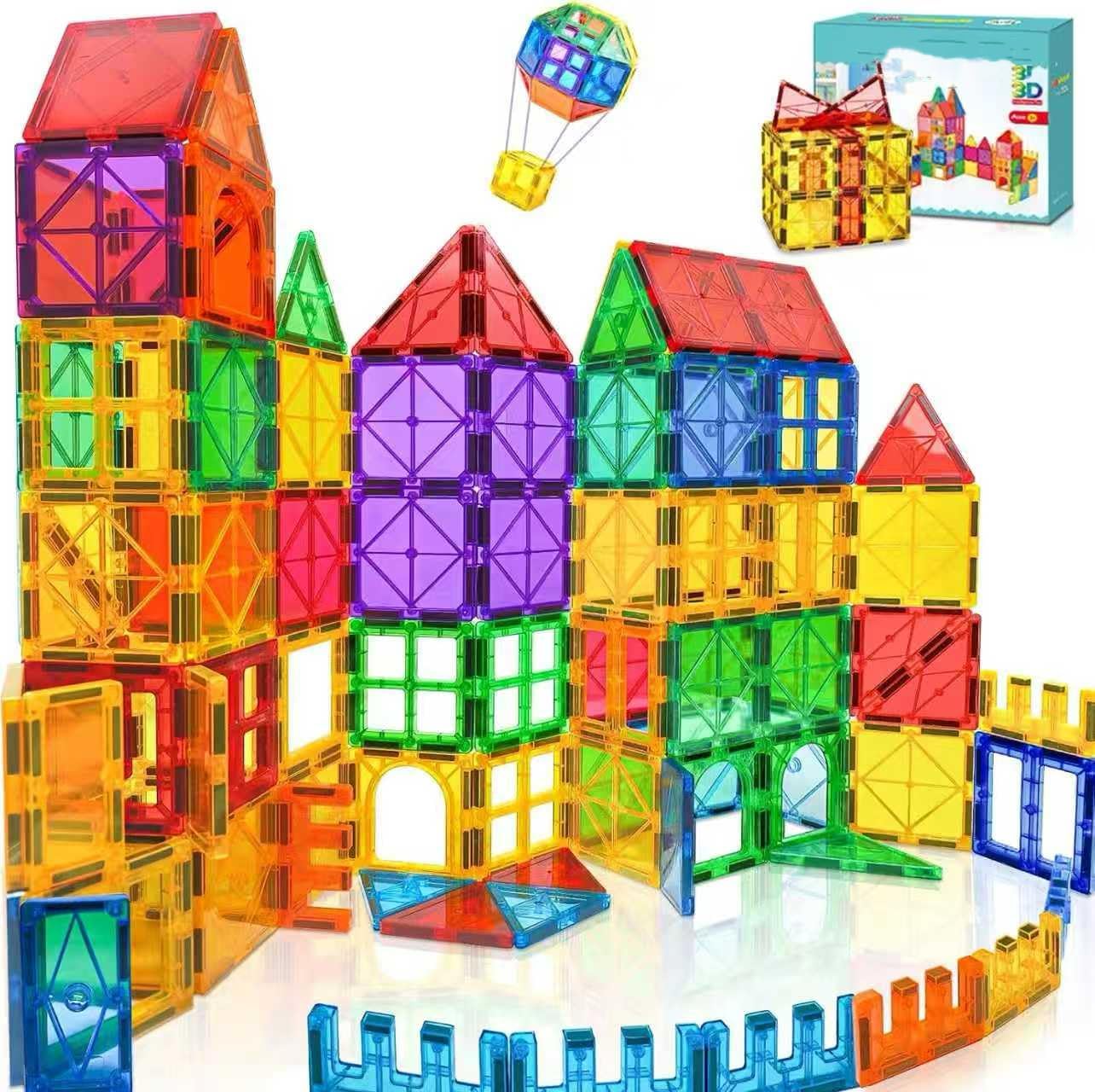 Conjunto de Brinquedos Magnéticos de 60 Peças, Blocos de Construção 3D para Meninos e Meninas, Blocos Magnéticos Infantis, Jogo Educativo de Peças Magnéticas, Brinquedos Educativos a partir de 3 Anos