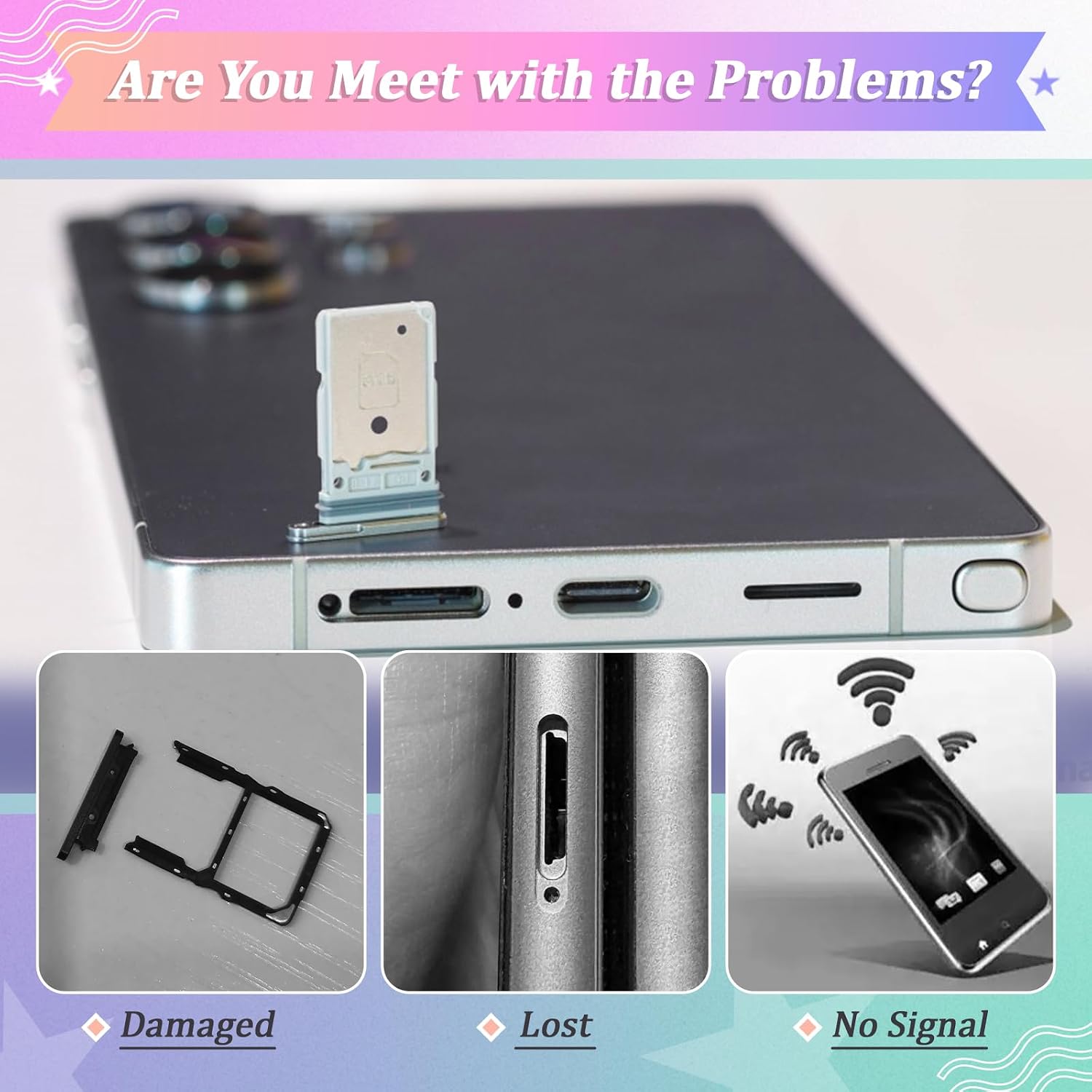 2PCS SIM Card Tray for Samsung Galaxy S25/S25+ SIM Card Slot Holder Replacement for Samsung Galaxy S25 S931U S931U1/S25+ S936U S936U1 with Open Eject Pin(Blue Black)