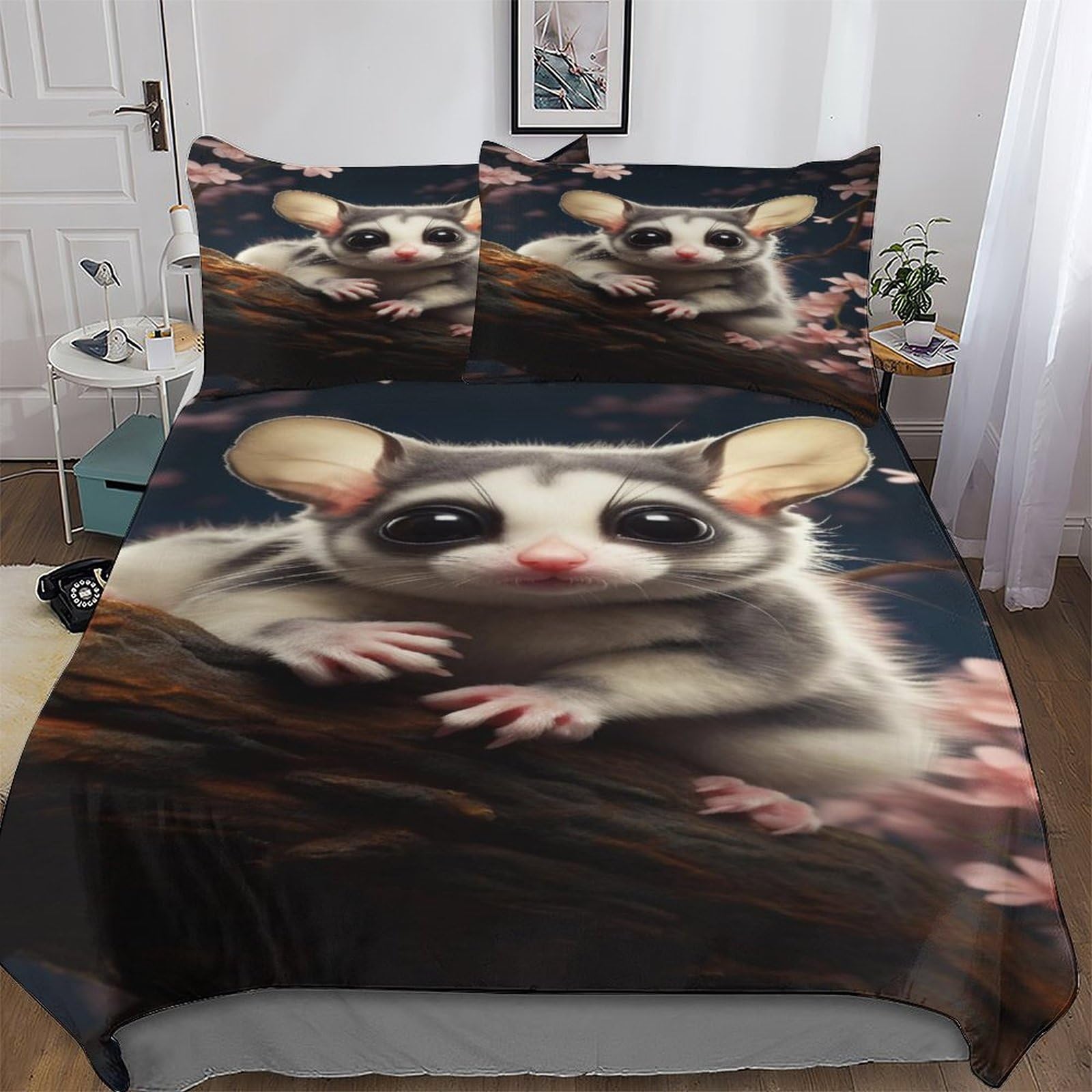 Pazzk Boys Animal Sugar Glider Printed Duvet Cover Set For Girls Kids Teens Bedding Comforter Cover With Zipper Ultra Soft Microfiber Bedspread Quilt Covers With Pillowcase Single (135X200cm)