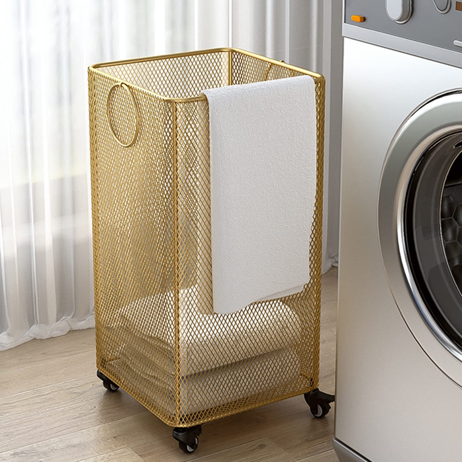 Panier à Linge YKDIRECT 150L Avec Roues - Cadre Métal Et Sac Amovible - Rangement Buanderie Chambre