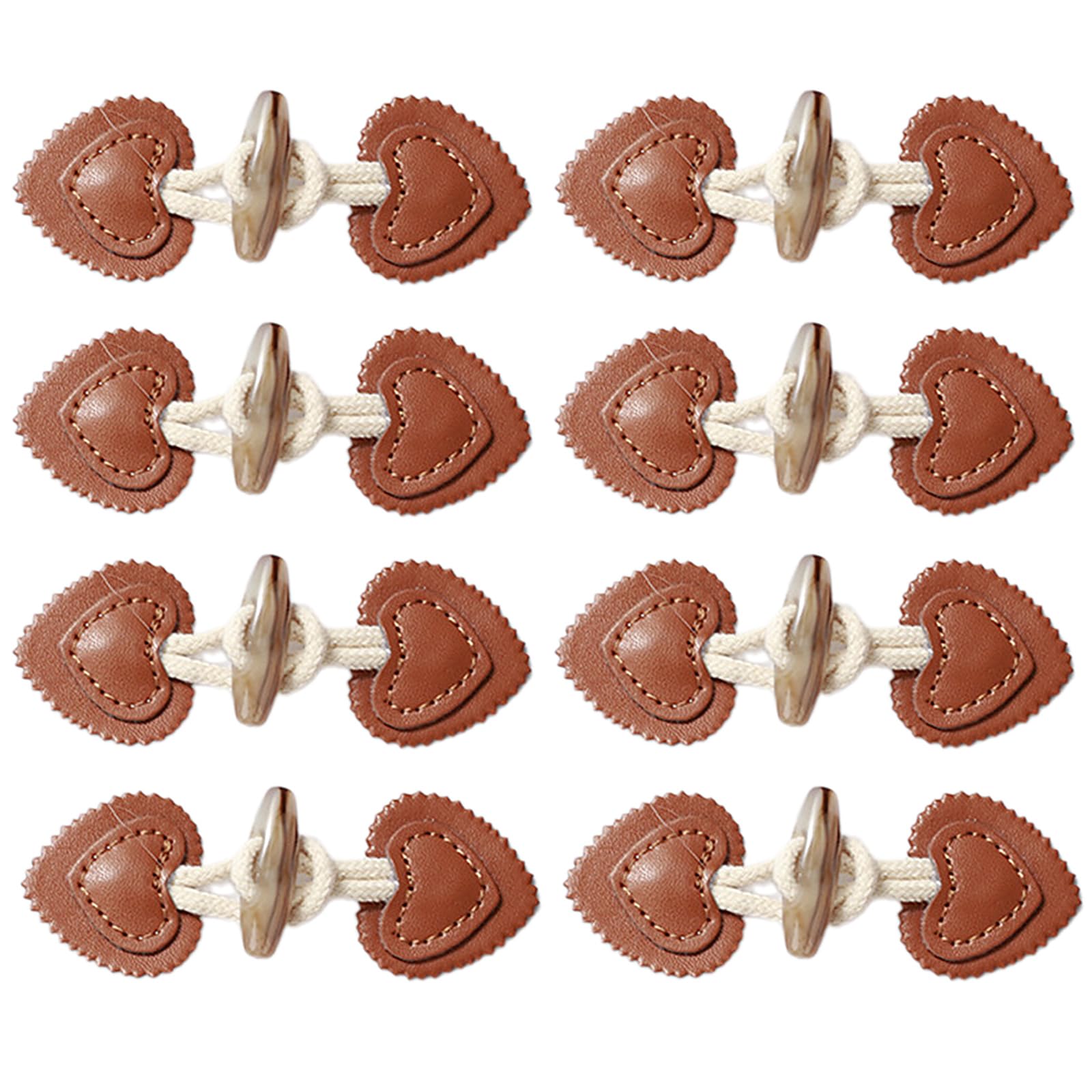 UEKPDM Sew-On Toggle Buttons, 8 Sets PU Leather & Resin, 10cm, Brown