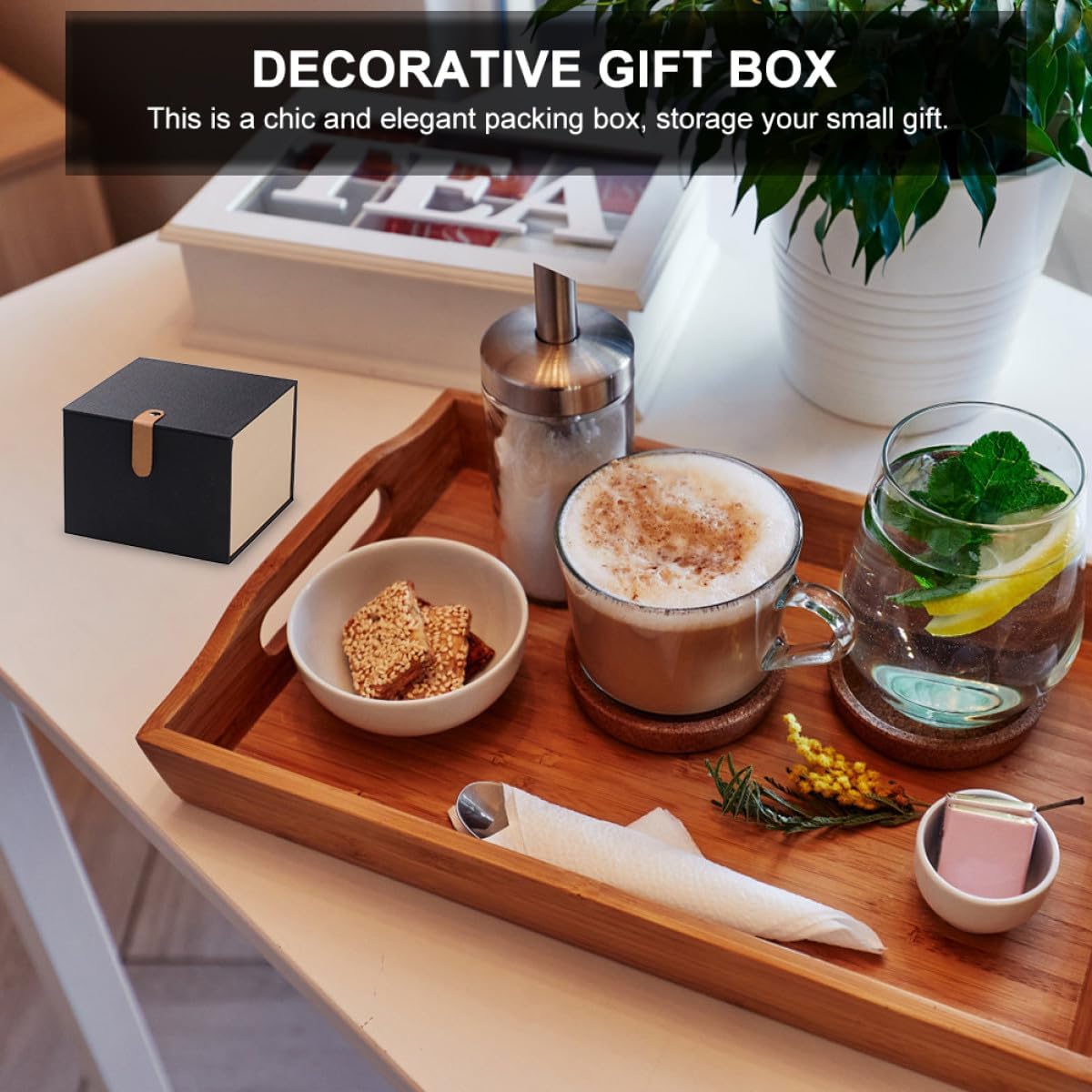 TEHAUX Decorative Gift Box Tea Cup Packing Box for Yixing Clay Teapot Teaware Storage for Figurine Jewelry Office Display 4.33 X 4.33 X 3.93 in image 5