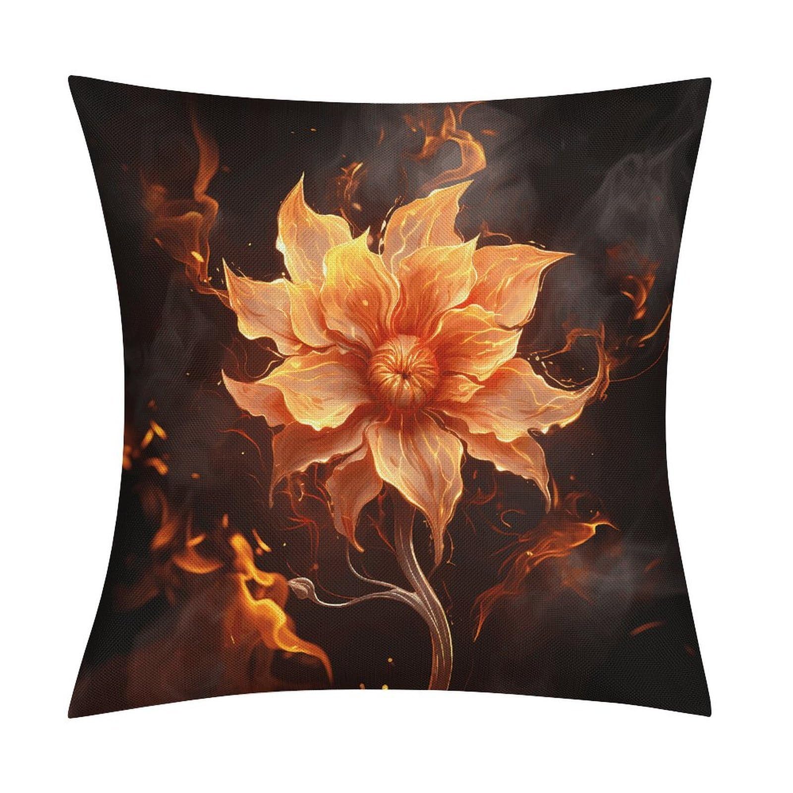 Fodpand Style Flame Flower Pillow Covers 18X18 Inch, Pillow Cases Boho Farmhouse, Throw Pillow Covers For Couch Sofa Bed Spring Home Decor