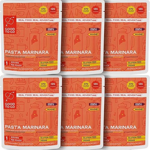 GOOD TO-GO Pasta Marinara  Alimentos de camping, comida para mochileros (paquete de 6 porciones individuales)  Solo tienes que añadir comidas de