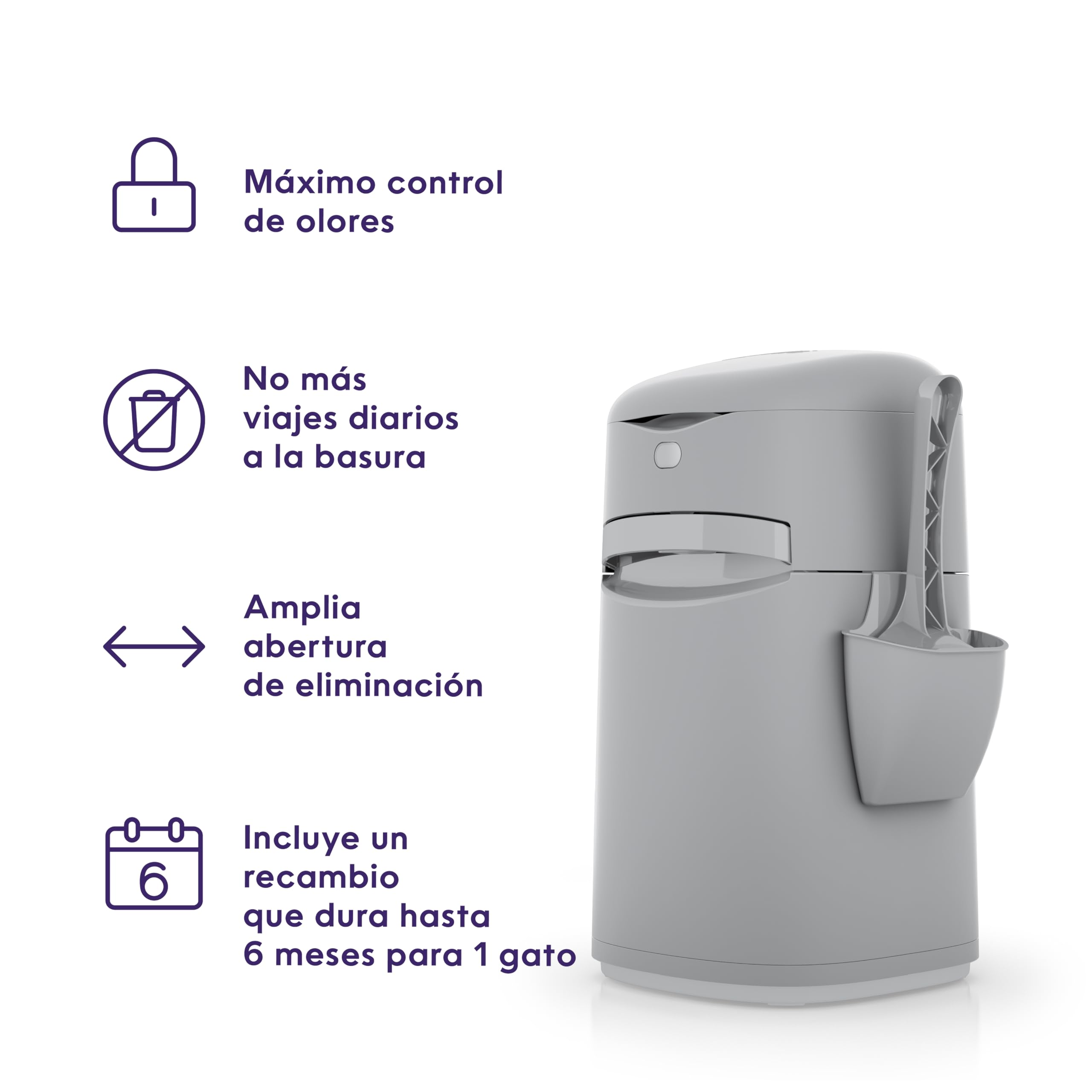 Litter Genie Easy Roll Pail, Sistema de eliminación de Arena para Gatos, Control de olores definitivo, Limpieza sin Esfuerzo, Incluye 1 Recambio con 12 Bolsas (3 Meses)