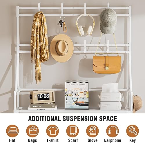 Miniatura 5 de OYREL Zapatero de 5 niveles, organizador de zapatos de 20 a 25 pares para armario, entrada, estante de almacenamiento de zapatos con ganchos y