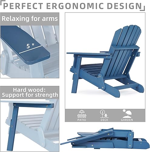 Miniatura 4 de SoliWood Silla Adirondack de madera para exteriores con respaldo y tabla de asiento premontados, silla de patio para jardín, patio trasero, césped,