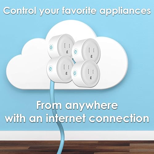 Miniatura 3 de Deco Gear Paquete de 4 enchufes inteligentes WiFi (compatibles con Tienda Alexa y Google Home), controla electrodomésticos y electrónicos desde