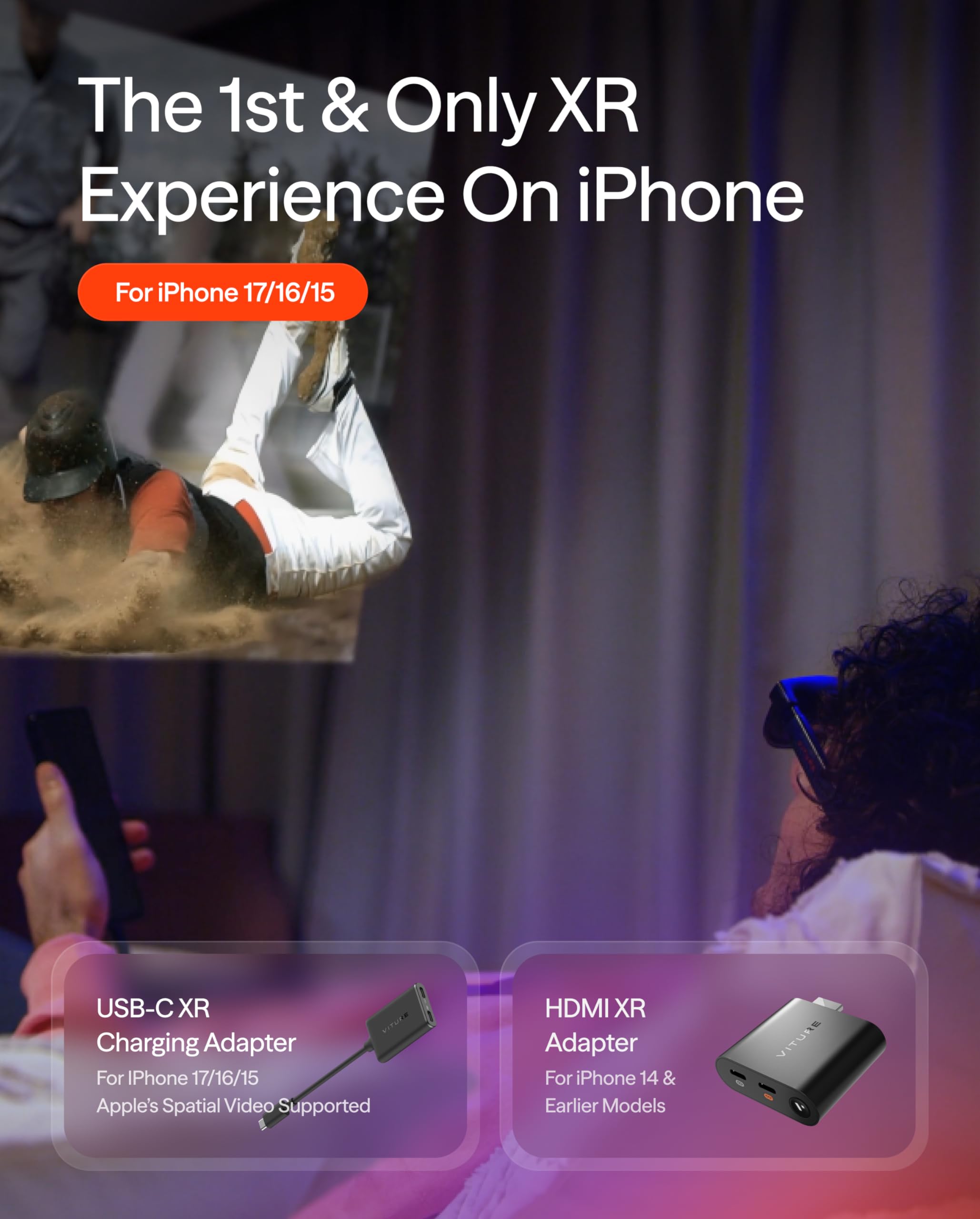 VITURE Luma Pro Gafas XR (Grande) & USB-C XR Adapter Pro Bundle para iPhone 17/16/15, Multi-Pantalla, Vídeo Espacial & VR, 3D Inmersivo con 1 Clic, 3Dof Mejorado, Juega/Trabaja Mientras Cargas