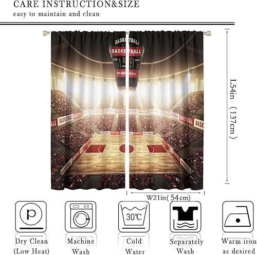 Vista 216 de Boys Sports Curtains Basketball Football Baseball Flame Pattern Printed Curtains Kids and Teenagers' Bedroom Living Room Blackout Curtains W42 * L54
