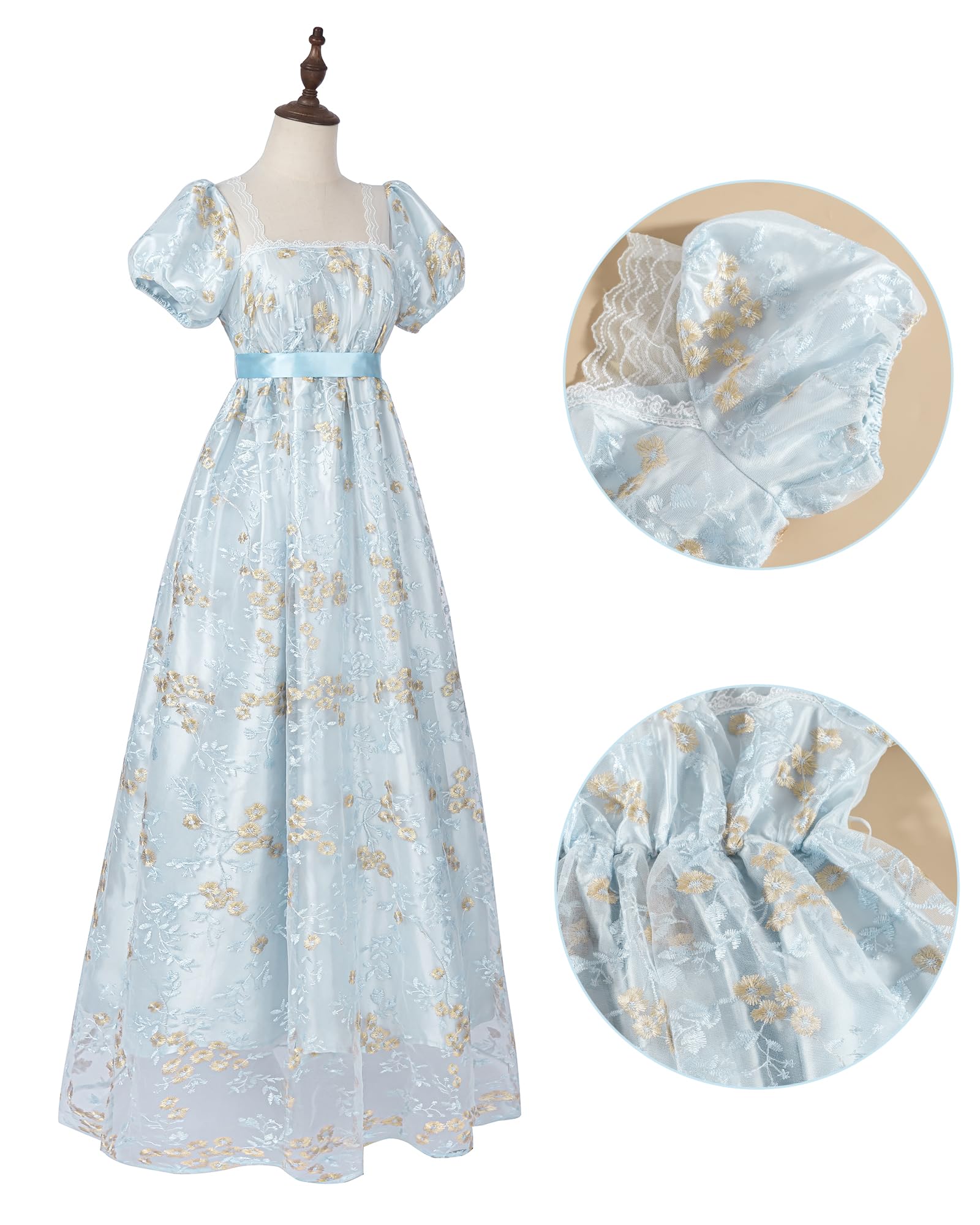 Vestido de mujer Regency Jane Austen largo vintage vestido victoriano de baile con guantes vestido de cintura imperio