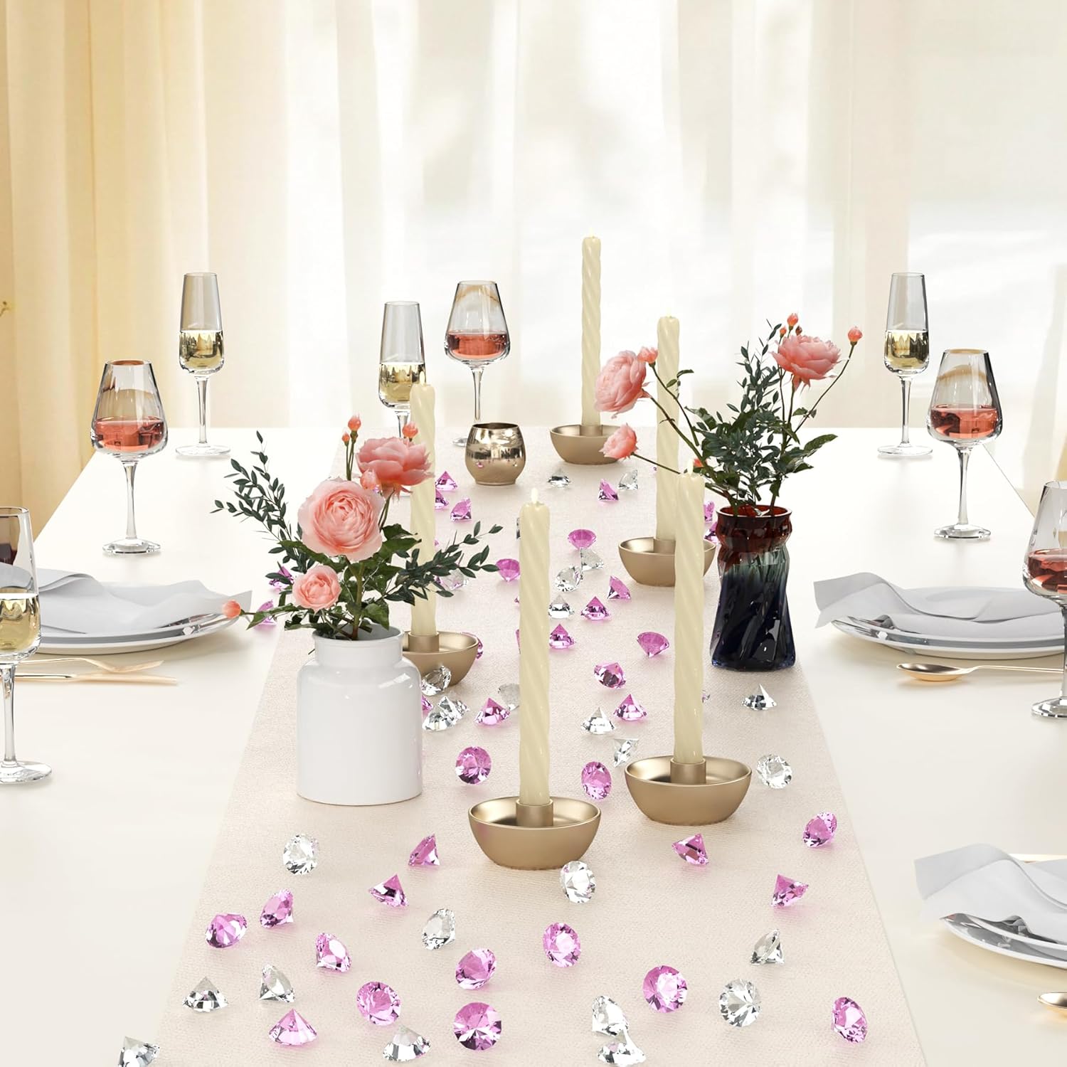 Acrylic Diamond Fake Gems Vase Filler, Babenest 240pcs 3/4 Inch Faux Diamonds Crystals Jewels for Table Scatters Wedding Party Event Arts & Crafts Birthday Decoration (240, Pink/Clear) - Image 5