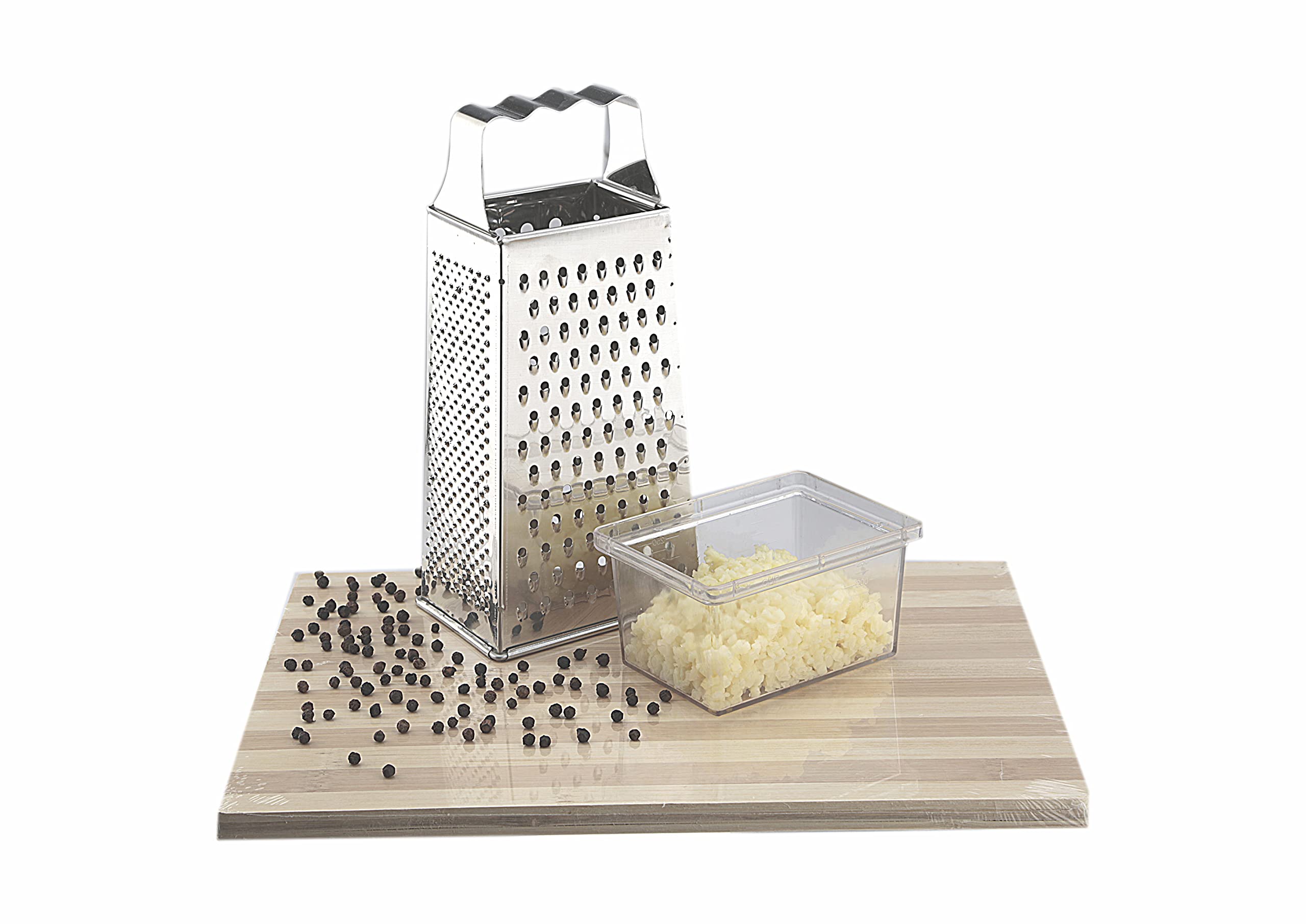 Ajanta Stainless Steel Slicer and Grater for Kitchen, with a Plastic Container, Silver