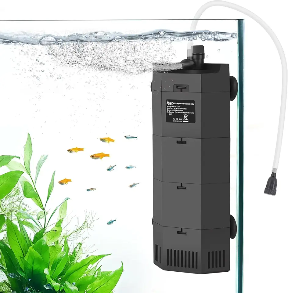 AQQA Filtro submersível para aquário de 50 a 100 litros filtros de canto de peixe com fluxo de água ajustável para bio-filtração, circulação de água e oxigenação (12W, 260 GPH)