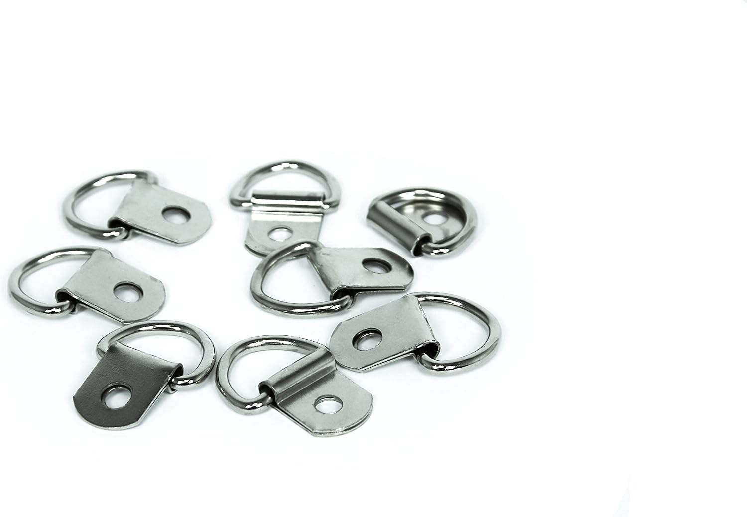 TCH - 50 Pack Small Steel D-Ring Tie Downs, 1-inch Ring | for Case Truck Cargo Trailer RV Boat Anchor Lashing