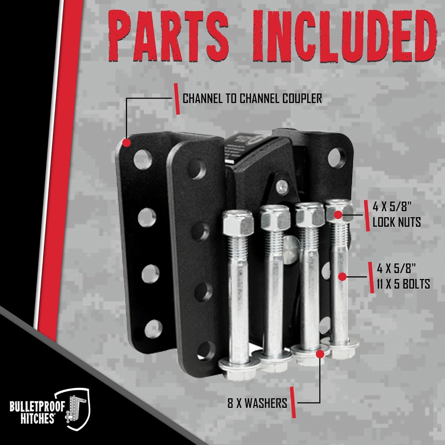 BulletProof Hitches - Medium Duty Road Suppressor Channel to Channel Trailer Coupler Rated to 14,000 lbs - Shock Absorbing Hitch Coupler to Reduce Vibrations for a Smoother Ride