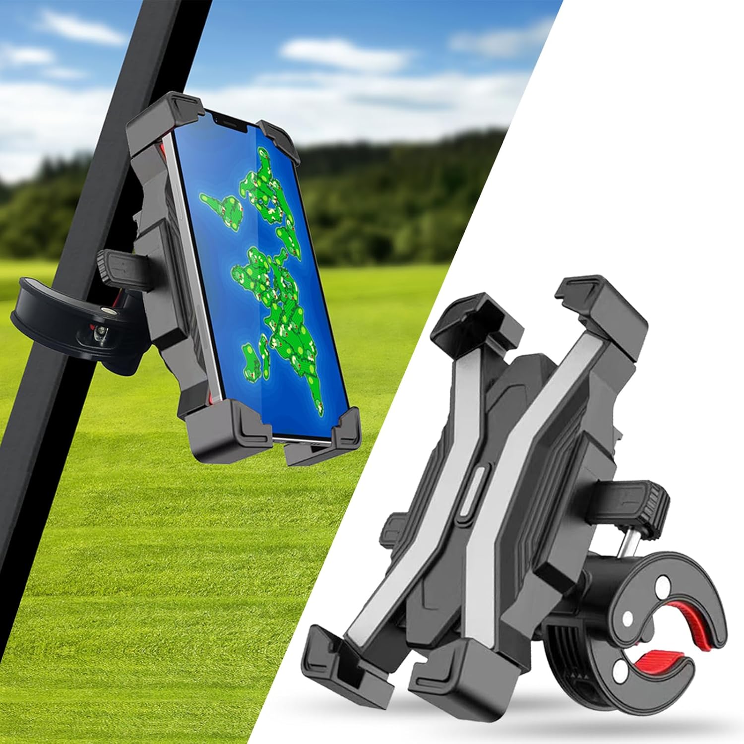 ONHAWKS 360 Degree Rotating Golf Phone Holder for Golf Push