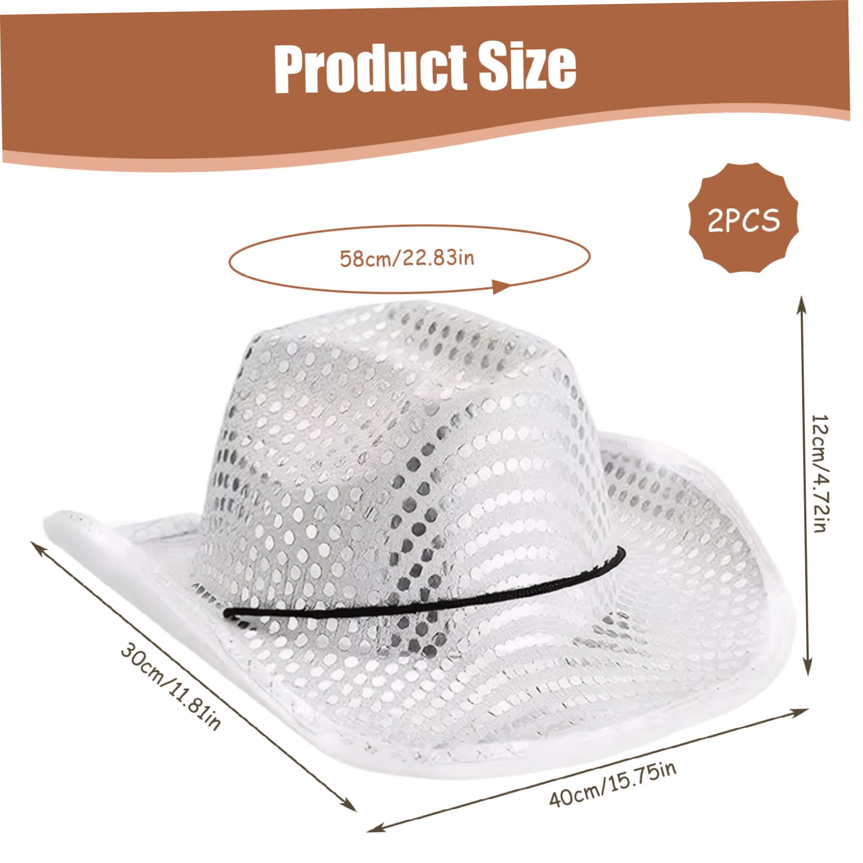 2 cappelli da cowboy con paillettes, cappello da cowboy con luci a LED scintillanti, stile occidentale, discoteca, per carnevale, feste a tema, spettacoli di danza