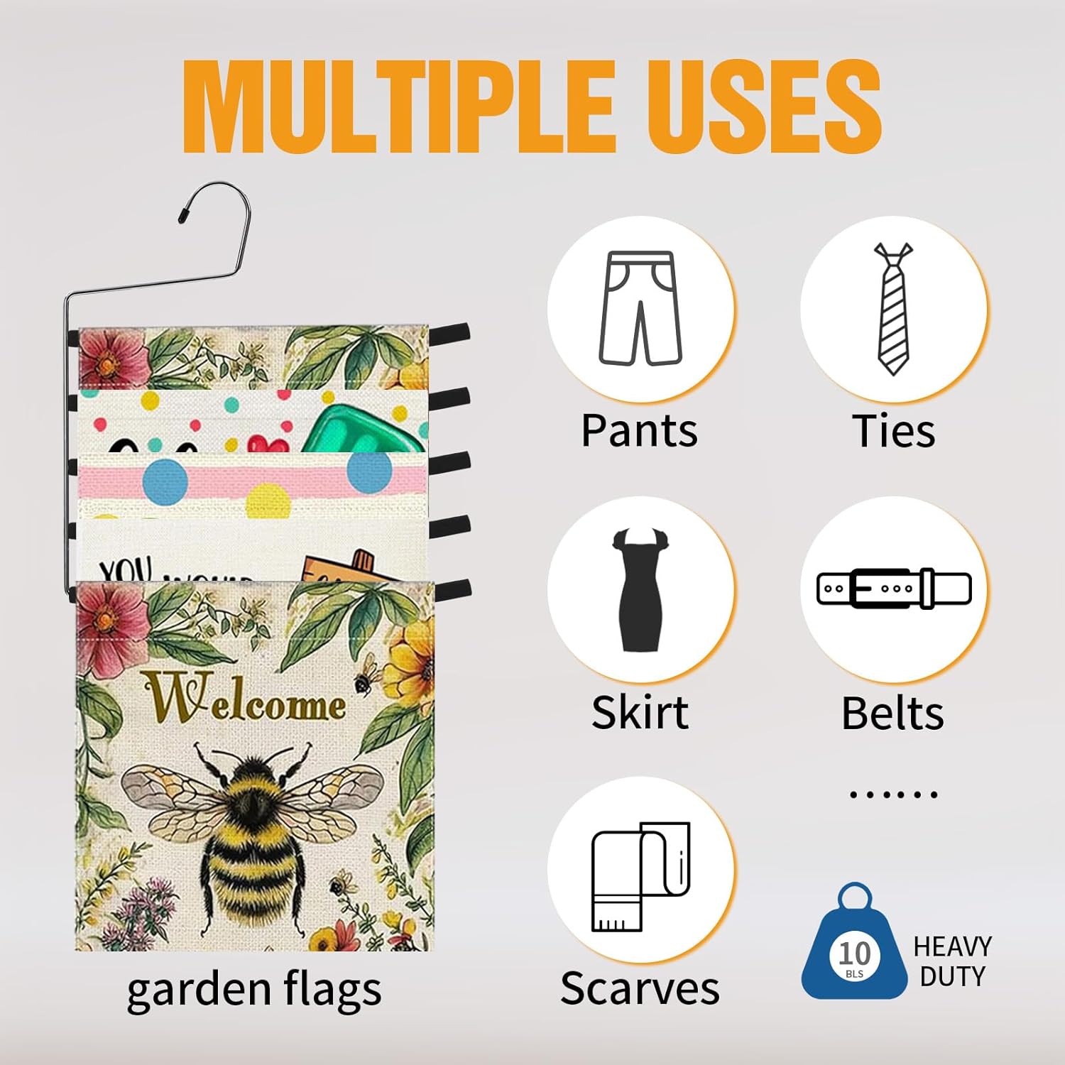 Multi Layer Space Saving Non Slip Tiered Foam Padded No Creases Pants Hangers 5 Tier Steel Open Ended Beige 3 Pack