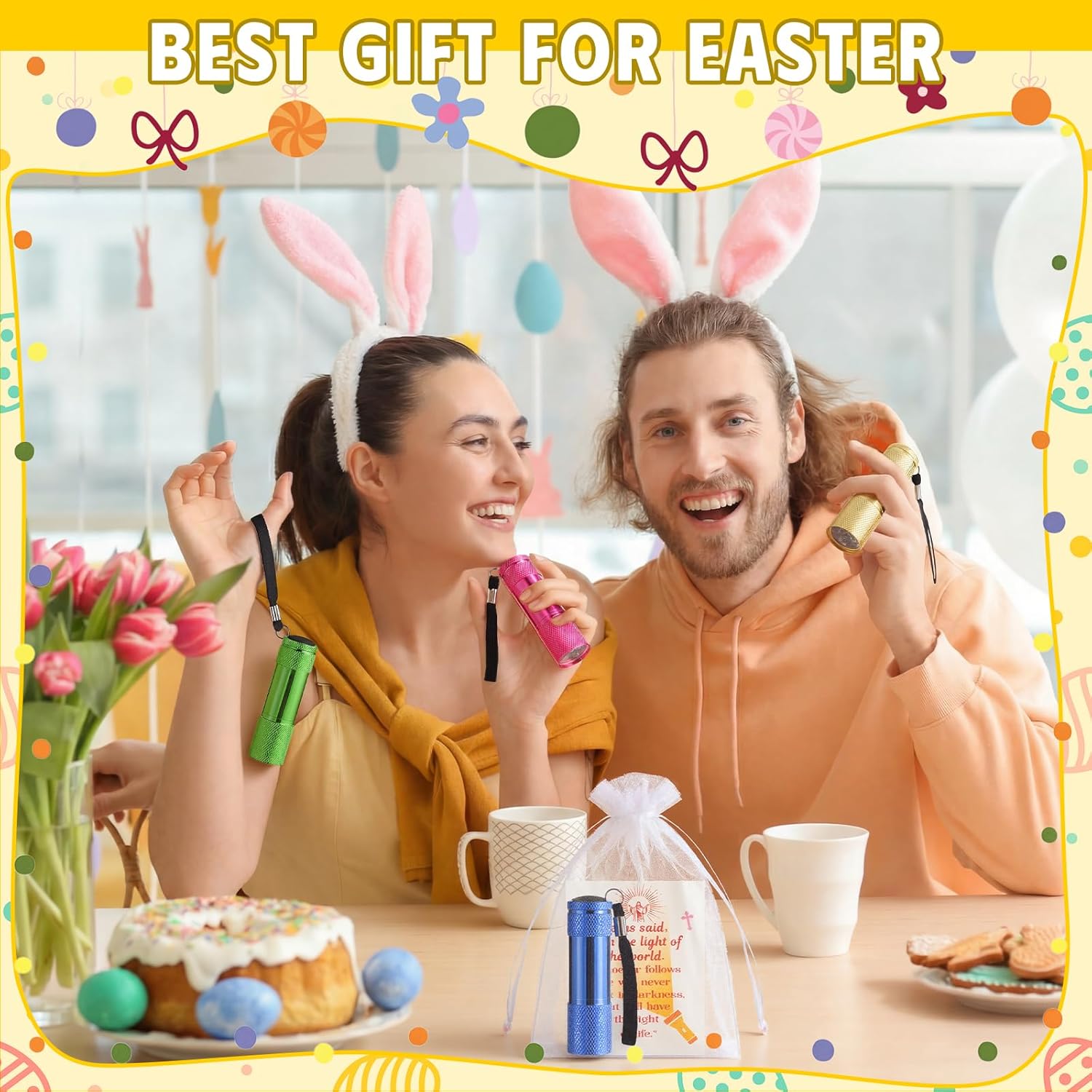 VIHOSE 24 Sets Easter Christian Gifts Mini Flashlights Bulk with Christian Bible Verse Cards Colorful Aluminum LED Handheld Torches with Lanyard for Gifts Church Party Favors (Multiple Color)