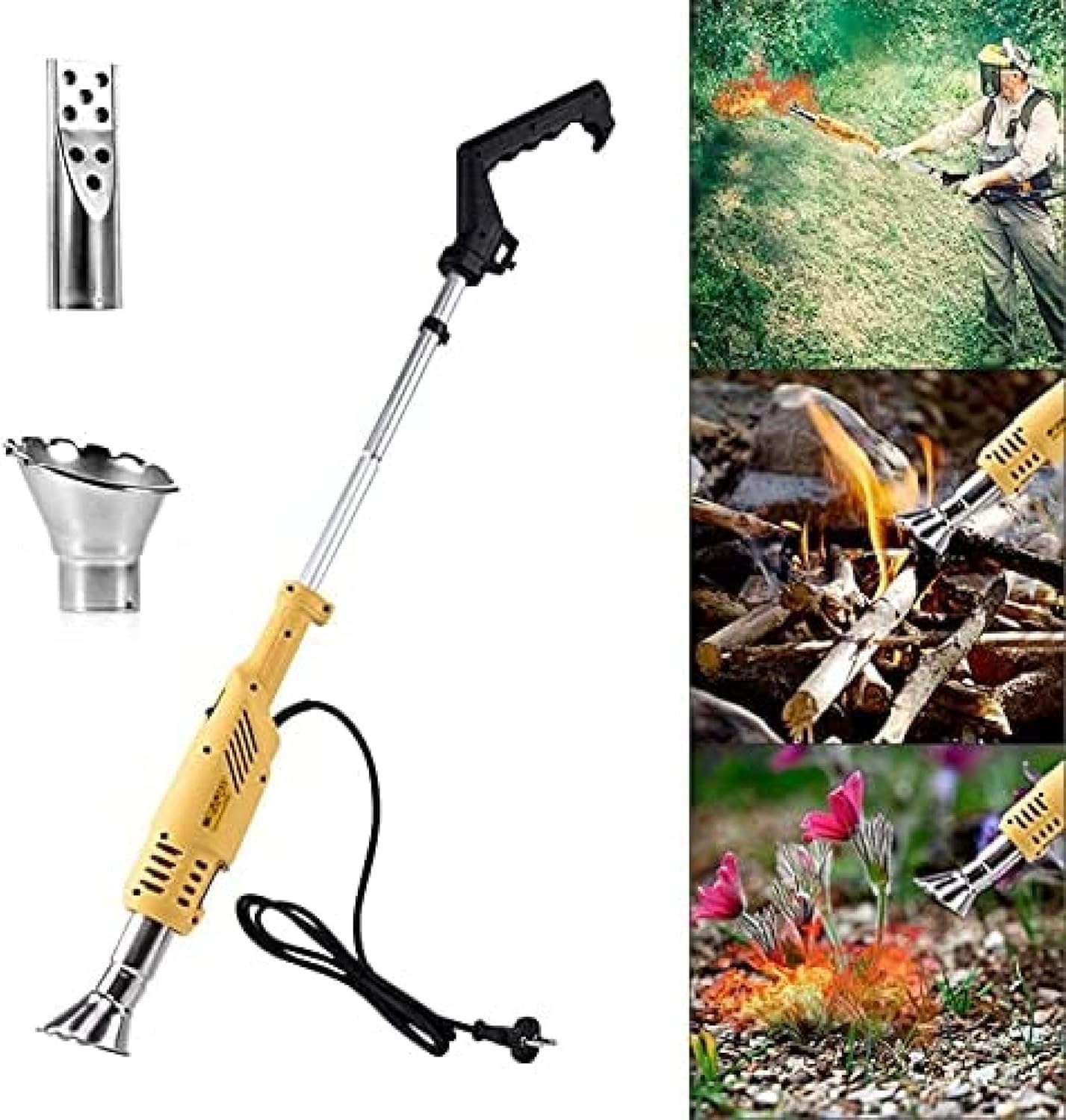 Désherbeur Thermique Électrique 2000W, Brûleur de Mauvaises Herbes, Jaune